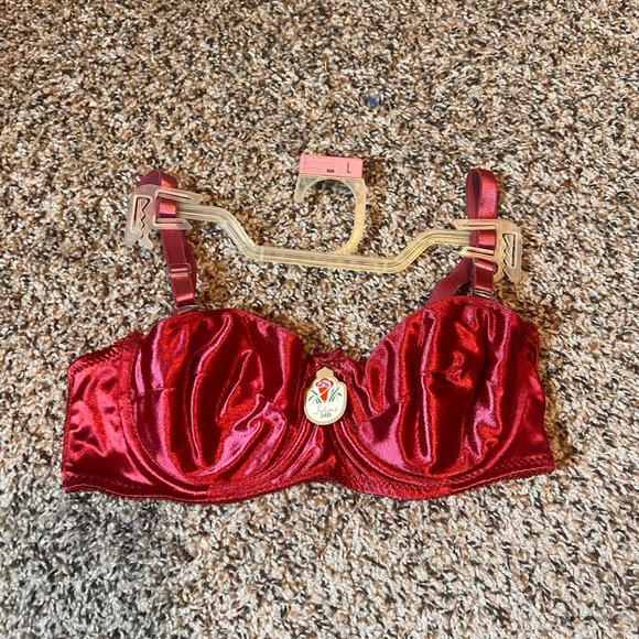 Intimo Other - Vintage Intima Satin Bra Full Coverage Underwire Support Lingerie‎ Red 34B